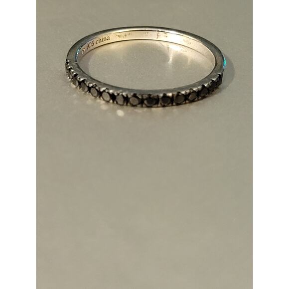 Sterling Silver Black Spinel Eternity Ring 6.25 - Picture 5 of 7